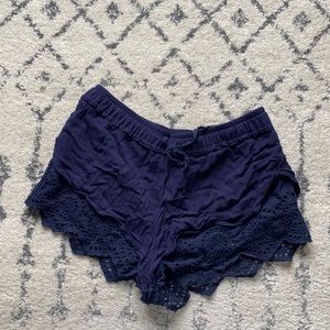 Navy shorts with eyelet detailing